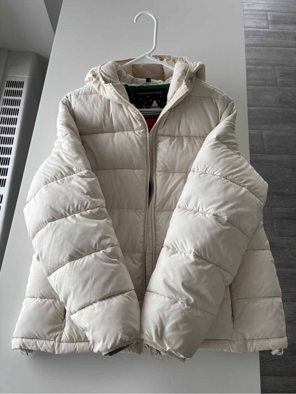 Hudson's Bay Cream Hooded Puffer Jacket